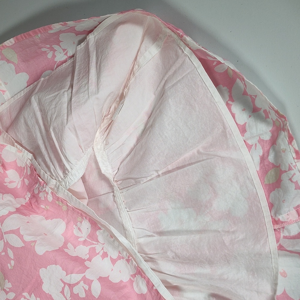 Garnet Hill white and pink floral cotton midi dress 4 - Picture 8 of 10